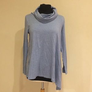 Asymmetrical cowlneck tunic top NWT cornflower